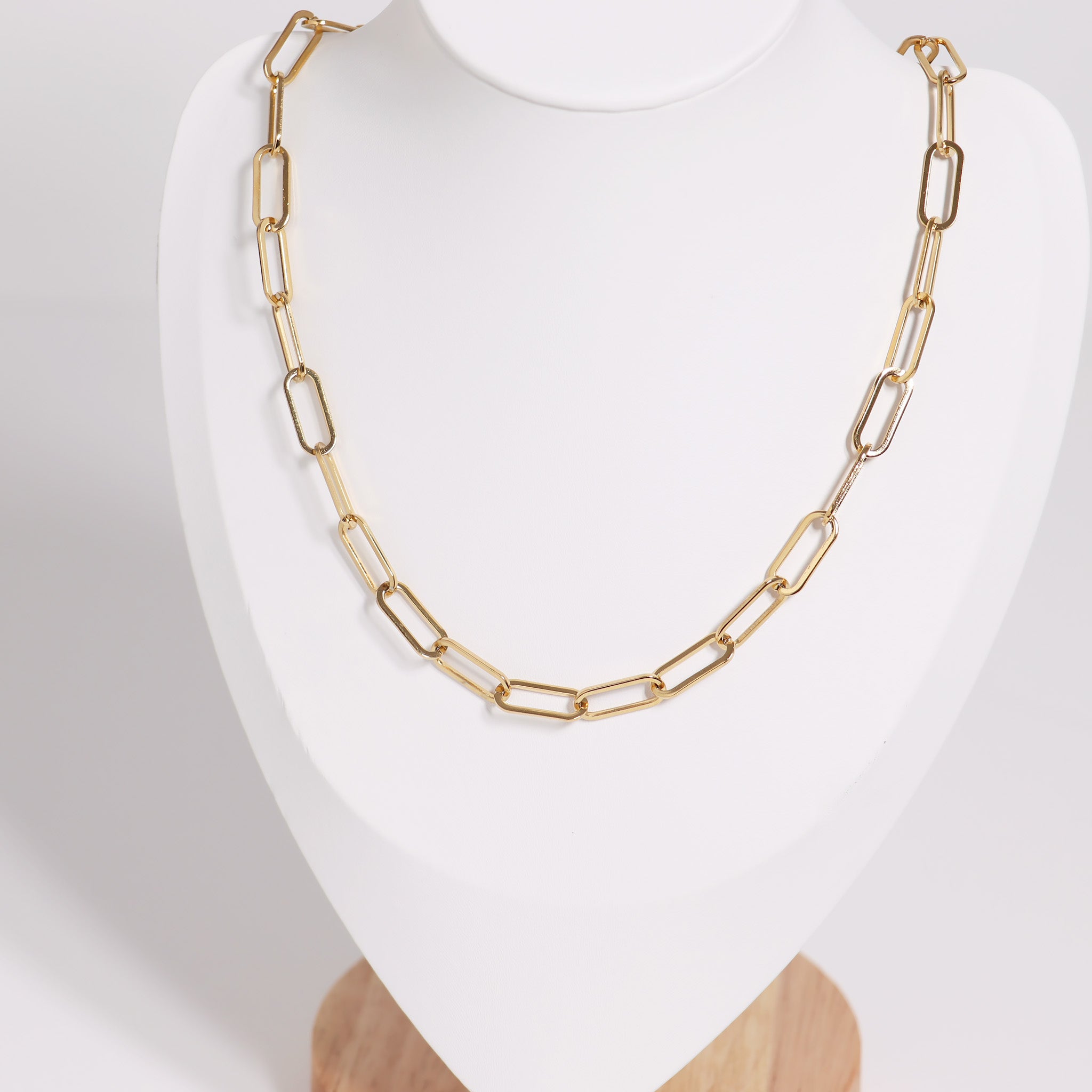 18K Gold PVD Stainless Steel Paperclip Chain Necklace / CHN9760、mySite、dreamappss