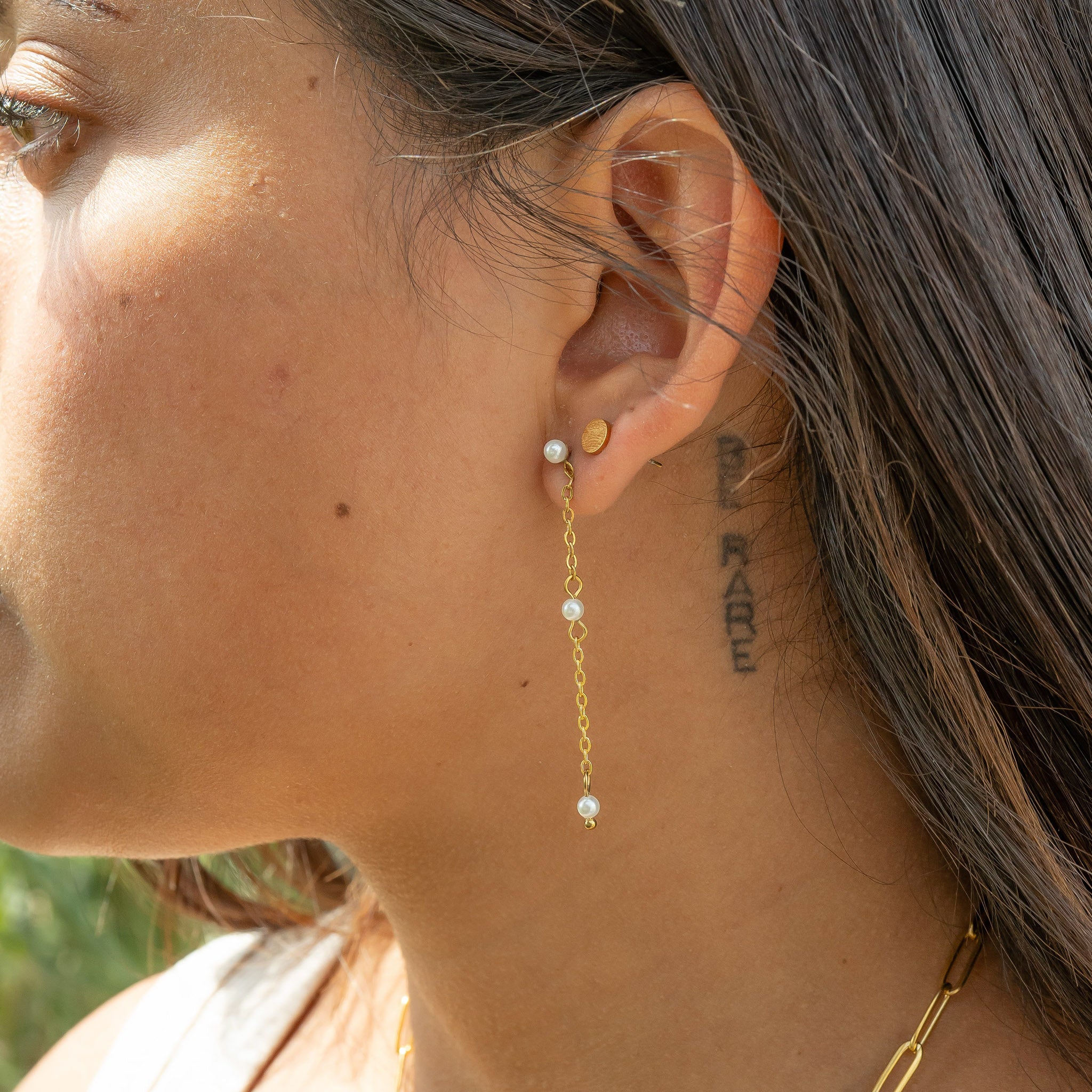 18K Gold PVD Stainless Steel Pearl Dangle Earrings / ERJ0063、mySite、dreamappss