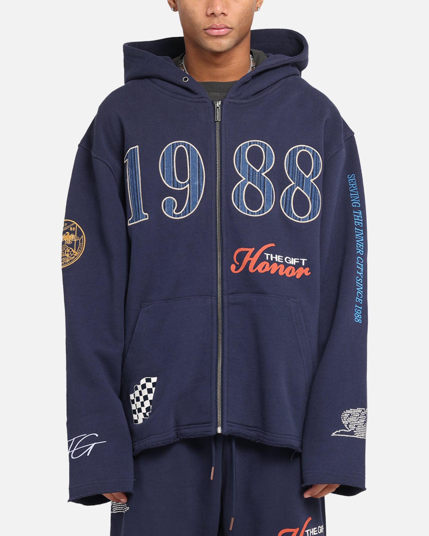Honor The Gift 1988 Full Zip Hoodie Navy、mySite、zt4zffjzw