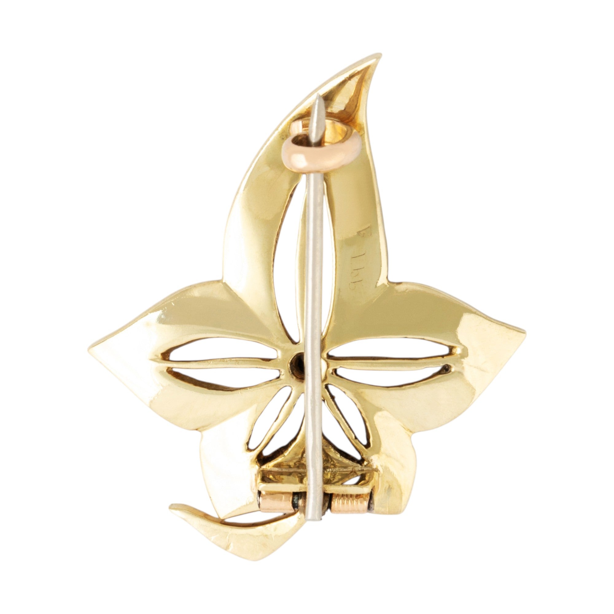 Antique Victorian 15k Yellow Gold Pearl Diamond Lovely Leaf Pin / Brooch、mySite、hinf8tx79