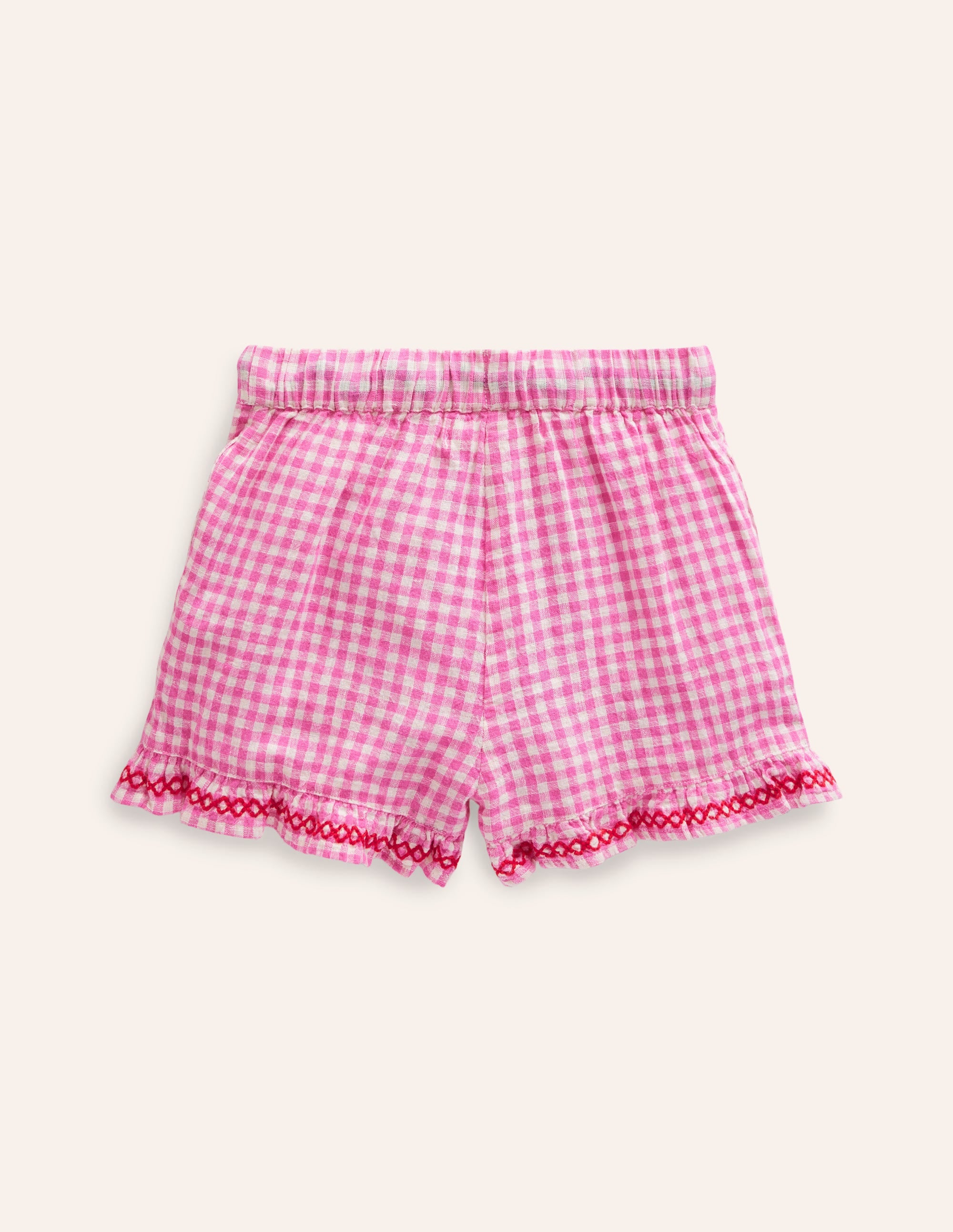  Frill Hem Woven Shorts-Pink/ Ivory Gingham、mySite、ashleygrahame