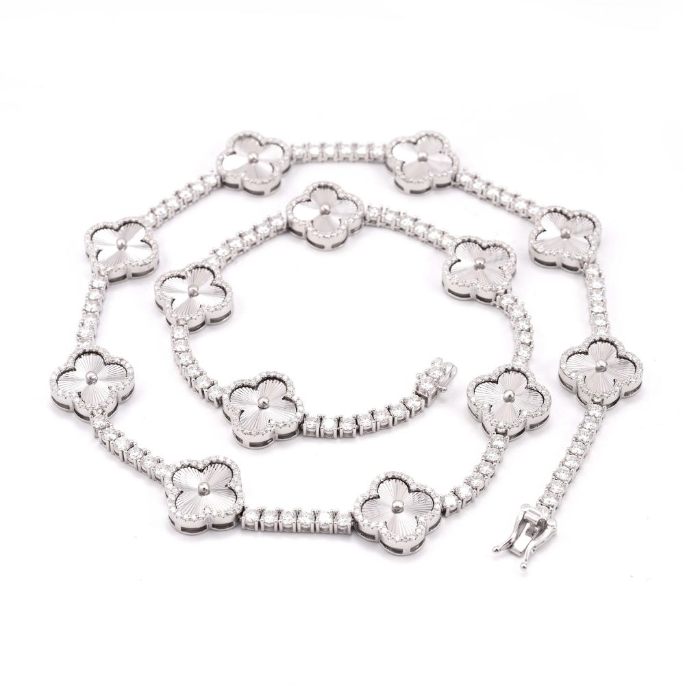 3MM Four Leaf Moissanite Clover Tennis Chain 14K Gold、mySite、hinf8tx79