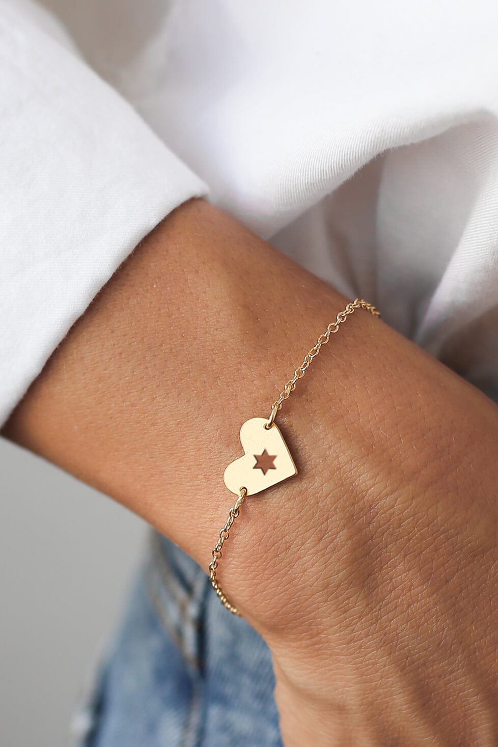 Gold Israel at Heart Bracelet - 20% of Proceeds Donated、mySite、topwebapps