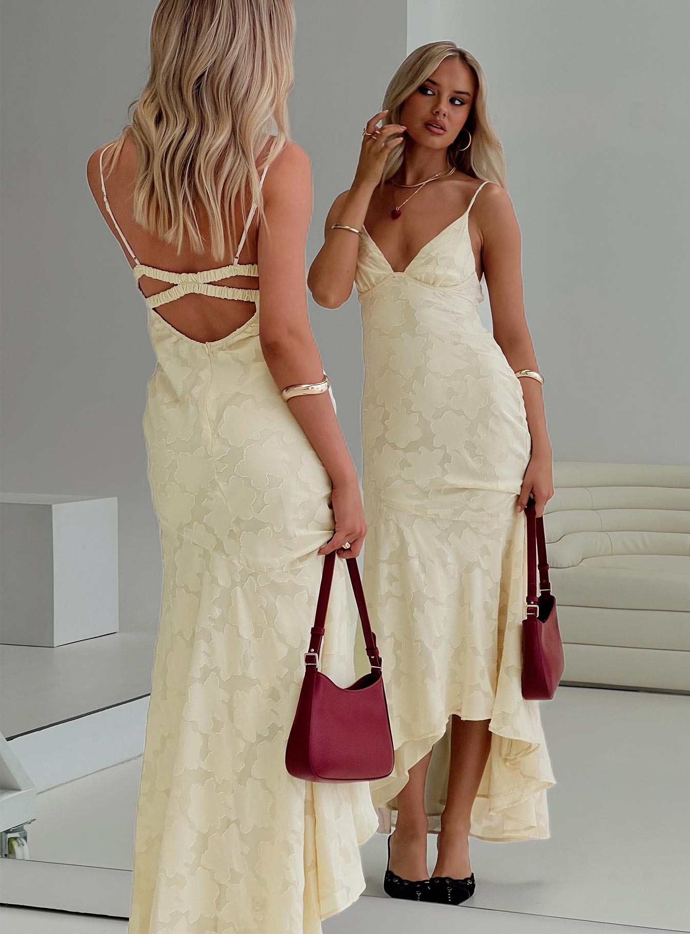 Cyrene Maxi Dress Lemon、mySite、solidvoid