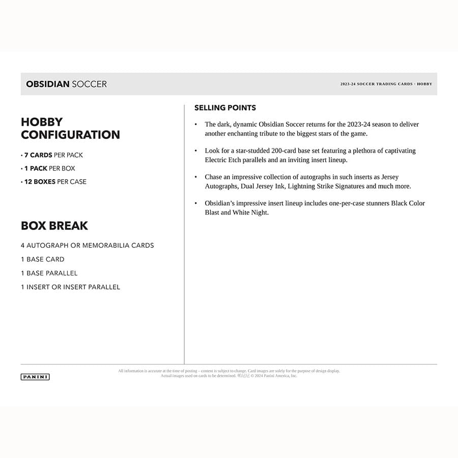 Panini Obsidian Soccer 2023/24 - Hobby Box、mySite、waistdrama