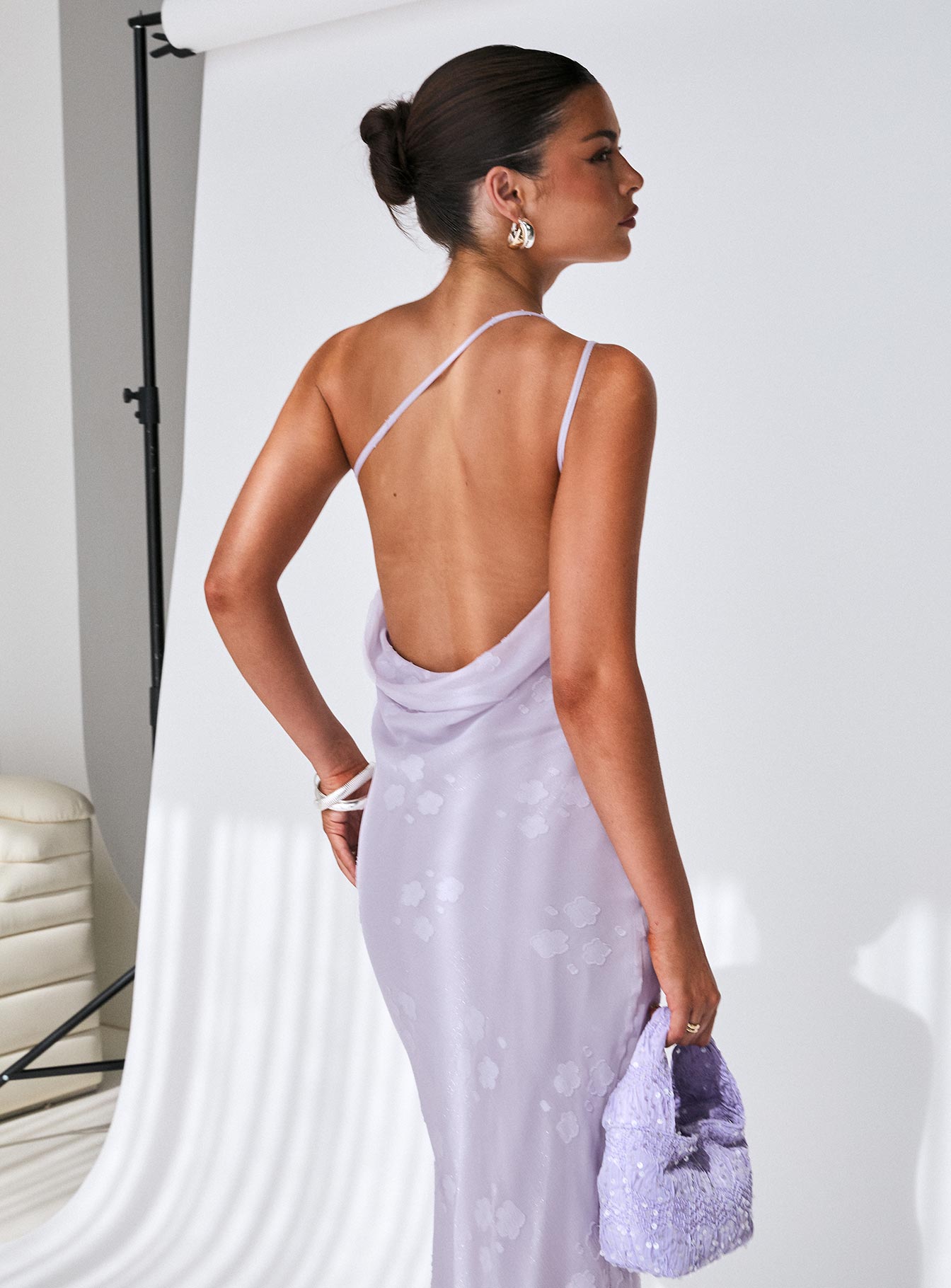 Jazmira One Shoulder Maxi Dress Lilac、mySite、solidvoid