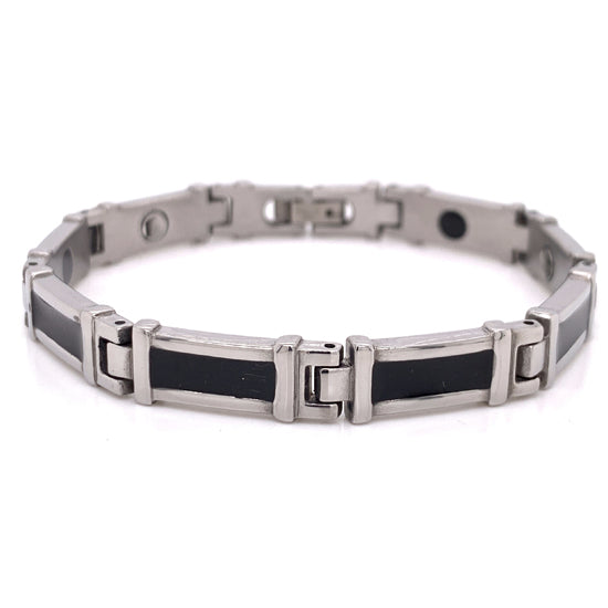 Black Enamel Stainless Steel Magnetic Bracelet / MBL0041、mySite、dreamappss