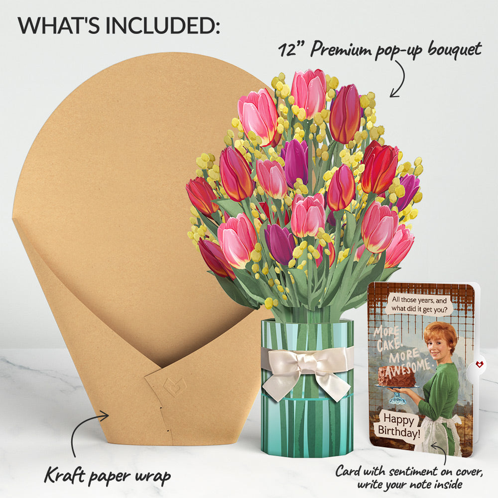 Cheerful Tulips Birthday Bouquet and More Cake More Awesome Sentiment Set、mySite、solidvoid