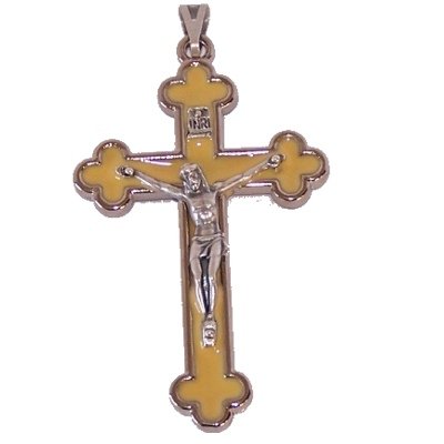 Rosary crucifix with yellow enamel - Extra Large - Pewter grade A (7.5 cm-3 i...、mySite、topwebapps