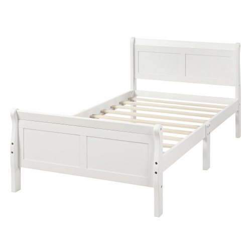 Wood Platform Bed Twin Bed Frame Mattress Foundation Sleigh Bed with Headboard/Footboard/Wood Slat Support、、casual