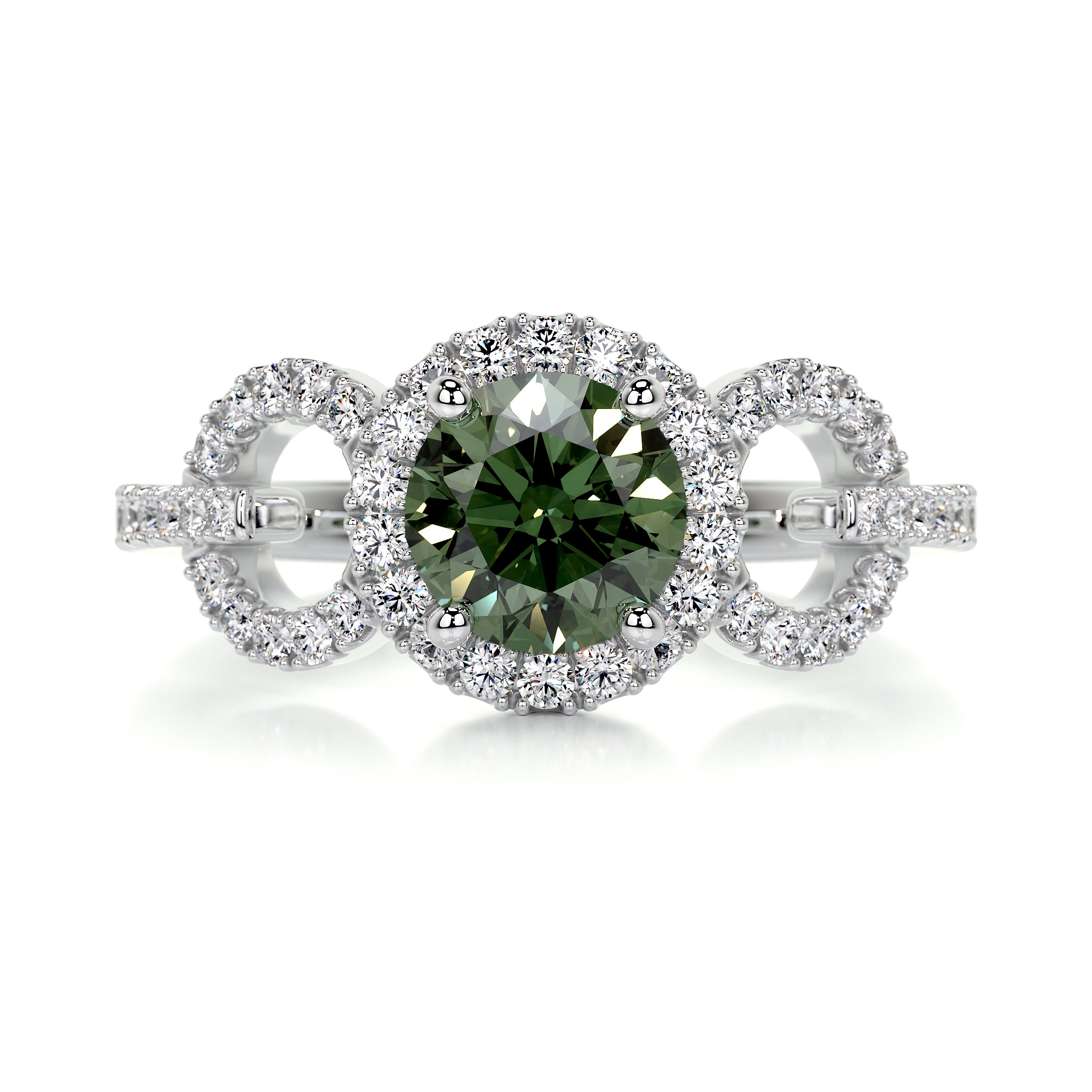 Elize Green Gemstone & Diamonds Ring (1.25 Carat) -14K White Gold、mySite、hinf8tx79