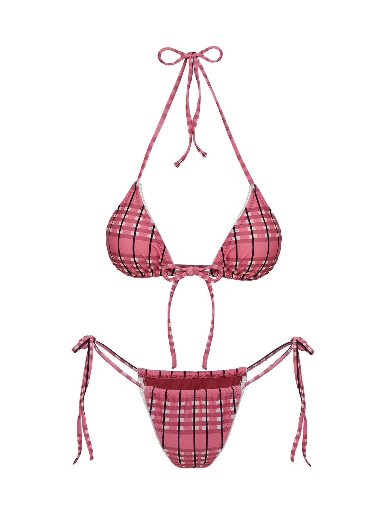Jenner Triangle Bikini Top Pink Check、mySite、solidvoid