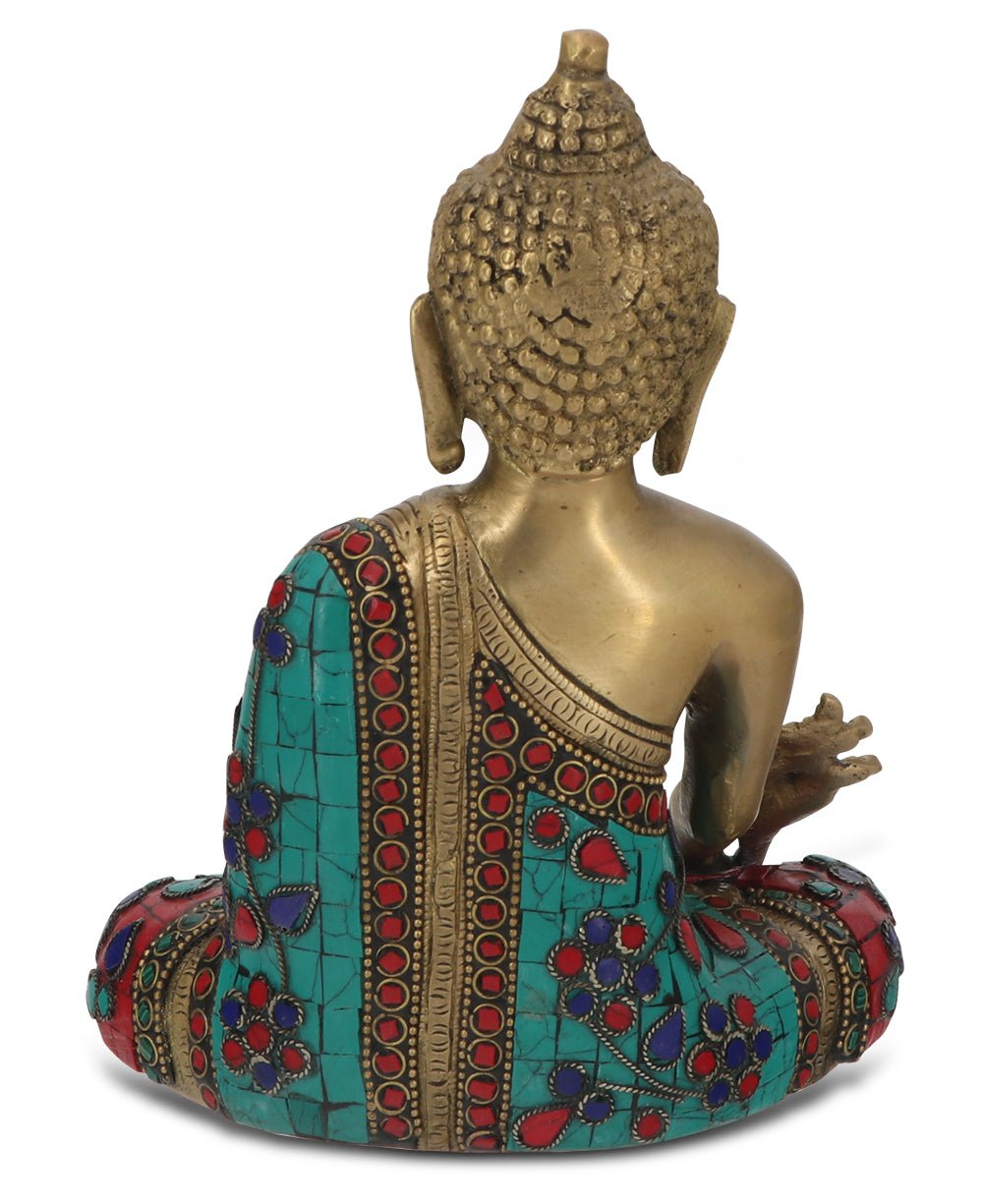 Medicine Buddha Statue in Red and Blue Artistic Brass Mosaic、mySite、topwebapps