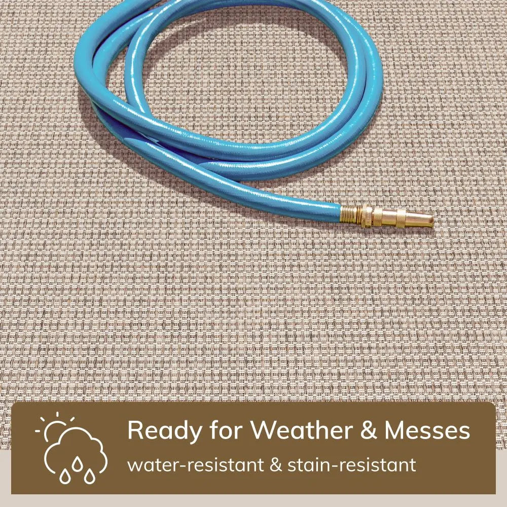 Odin Solid & Striped Border Indoor Outdoor Ivory Flatweave Rug、mySite、gigharbornorthrealestate