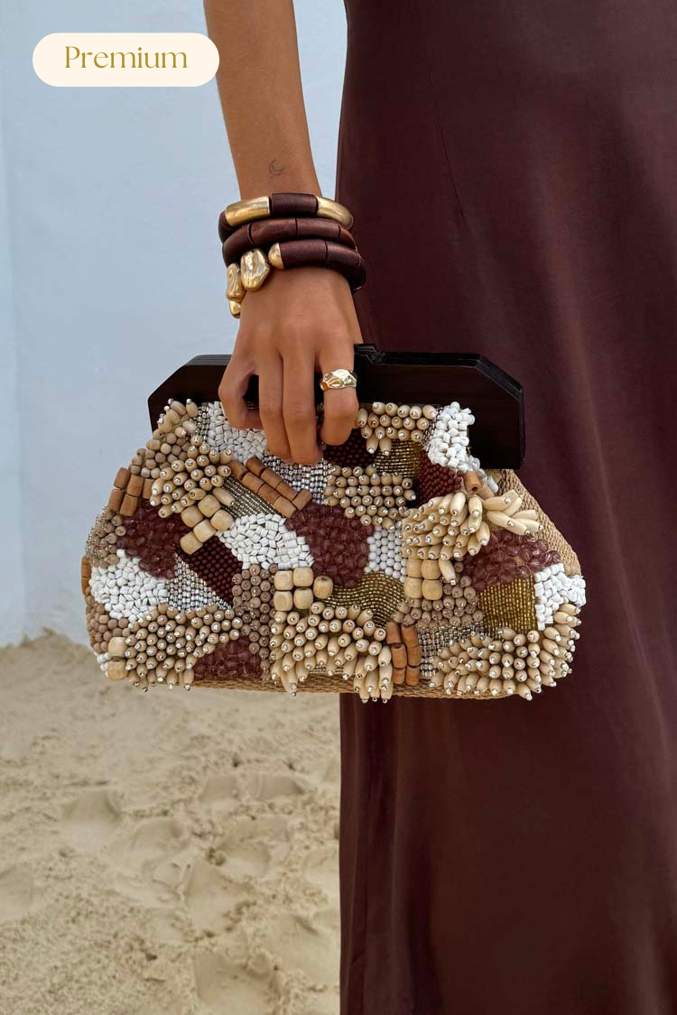 Brown Beaded Clutch Bag、mySite、solidvoid