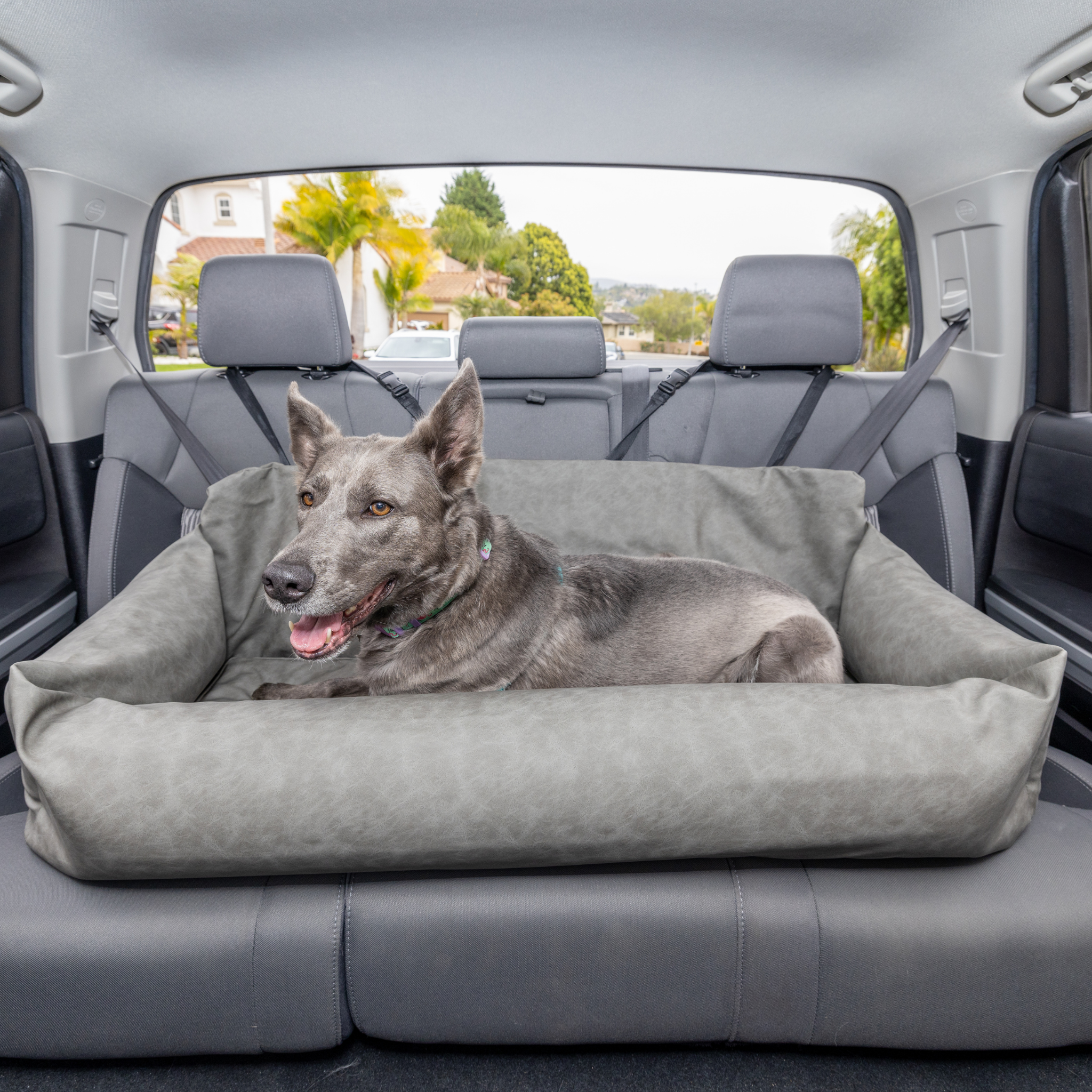 PupProtector™ Faux Leather Memory Foam Dog Car Bed - Slate Gray、mySite、solidvoid