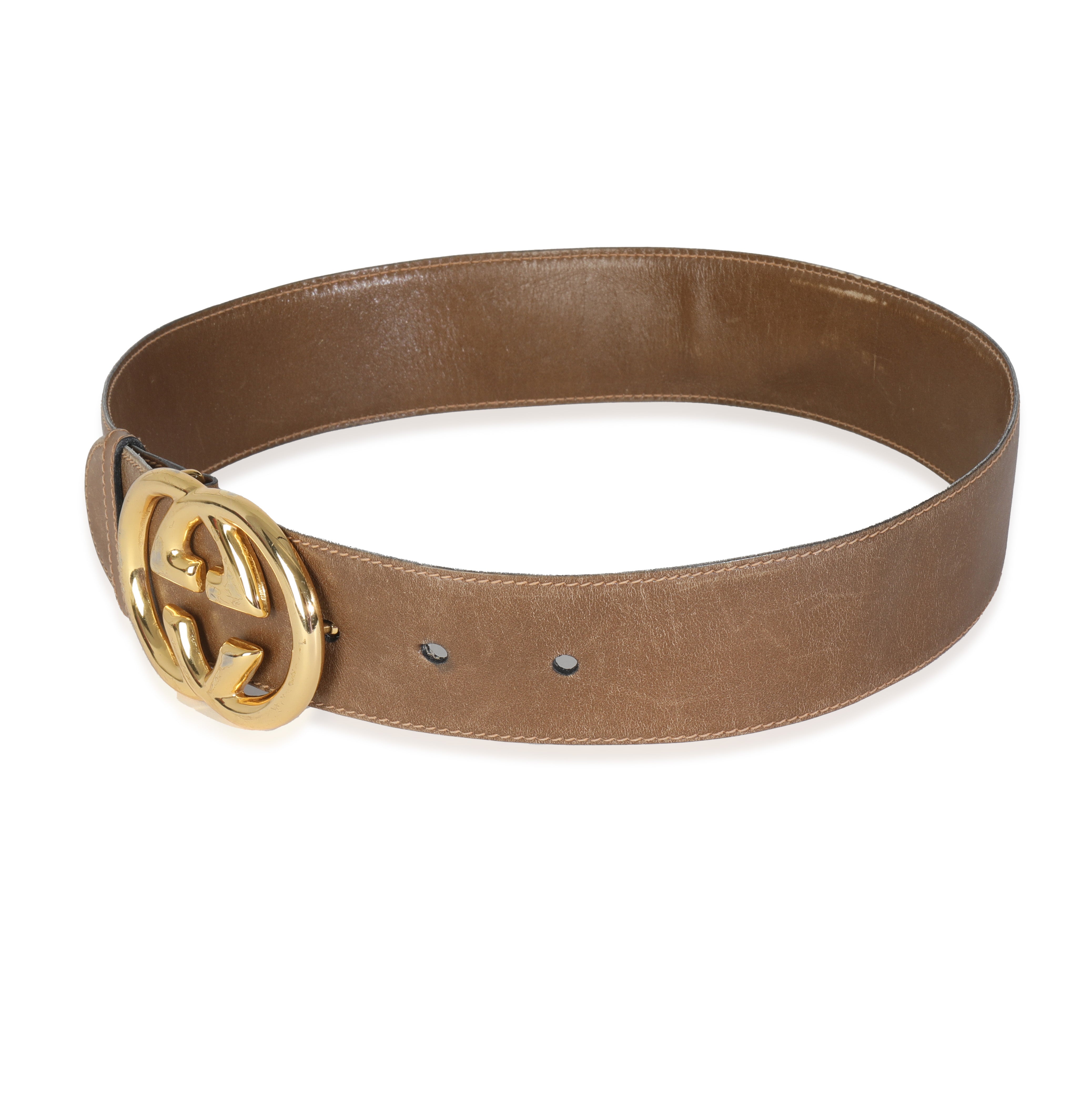 Vintage Brown Smooth Leather Interlocking G Belt 70/28、mySite、garagedoors4me