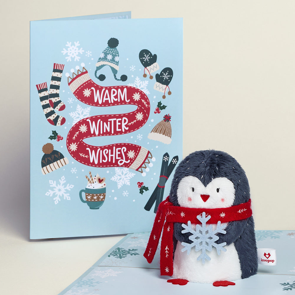 'Warm Winter Wishes' Holiday Penguin Plushpop Card、mySite、solidvoid