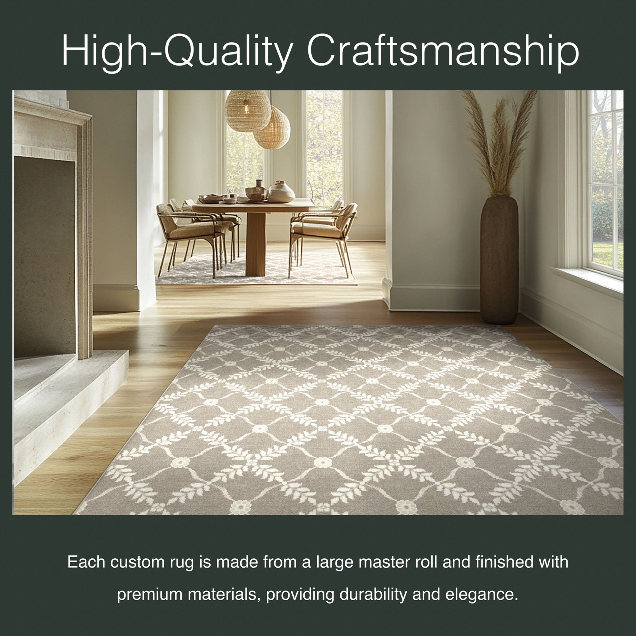 Aldwyn Custom Rug - Traditional Lattice Pattern, Easy Clean, Low Pile, Personalized Sizes、mySite、gigharbornorthrealestate