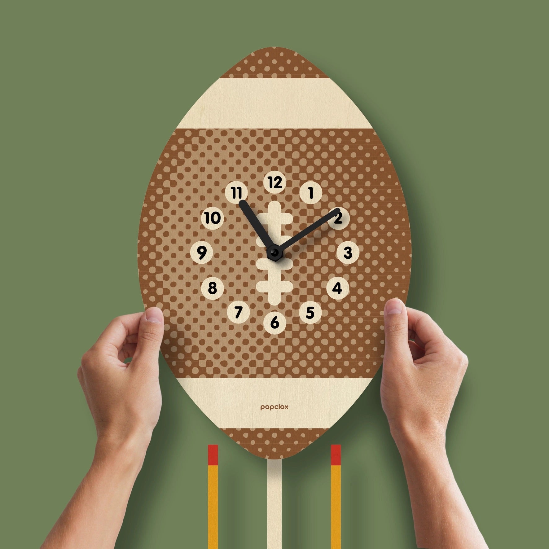 Football Pendulum Clock - Wood、mySite、g9winljtr