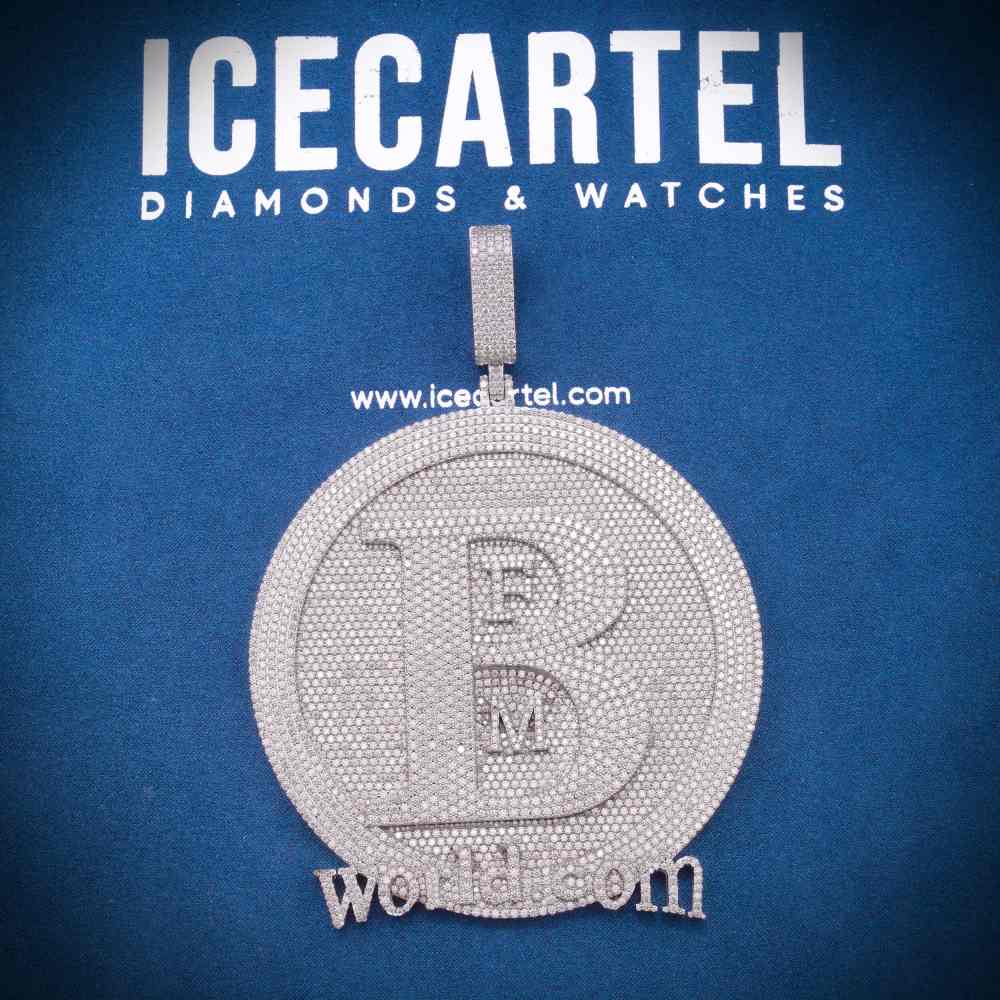 B Custom Moissanite Circle Pendant 14K White Gold、mySite、hinf8tx79