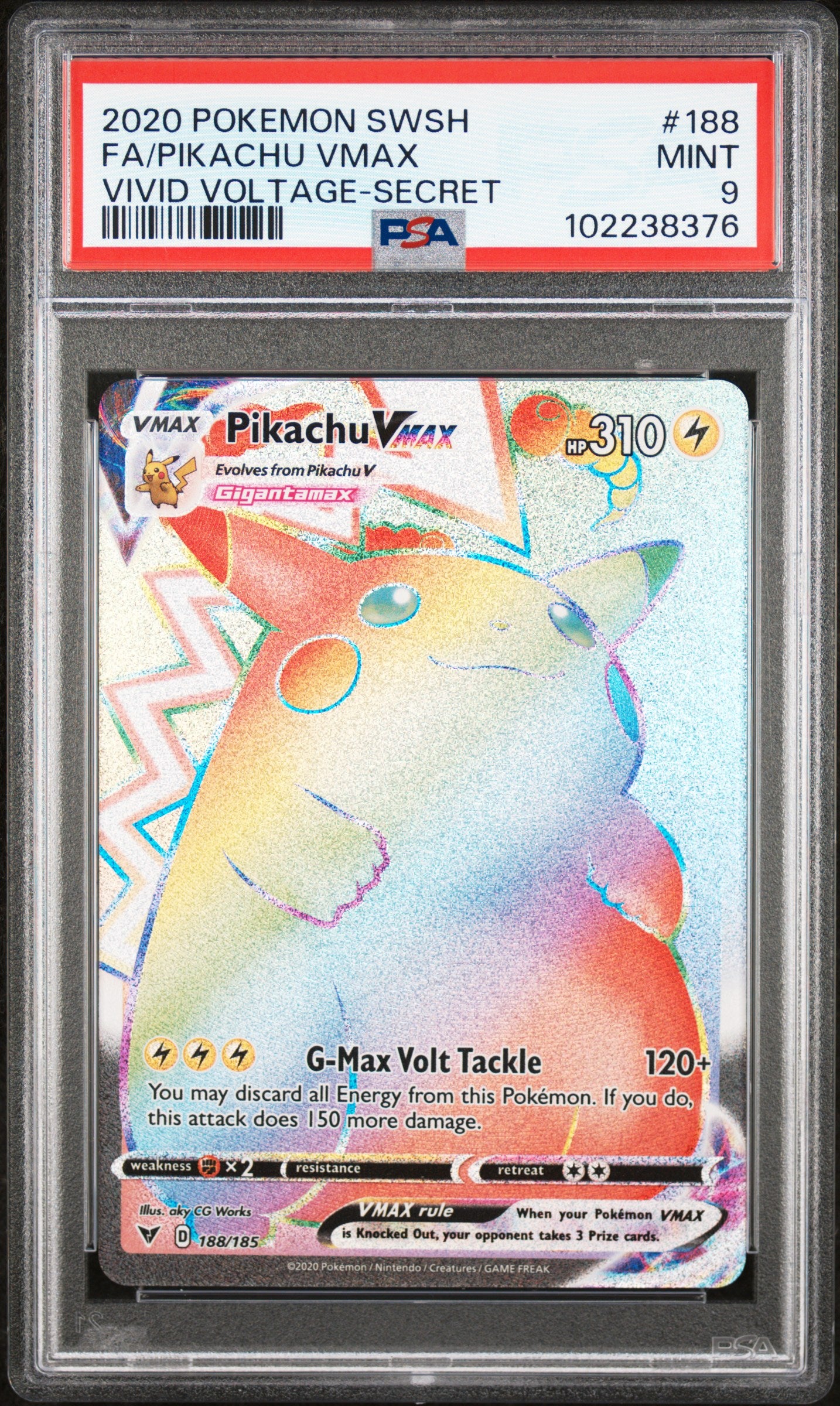 Pikachu Vmax #188 Vivid Voltage-Secret PSA 9 Vivid Voltage 2020、mySite、waistdrama