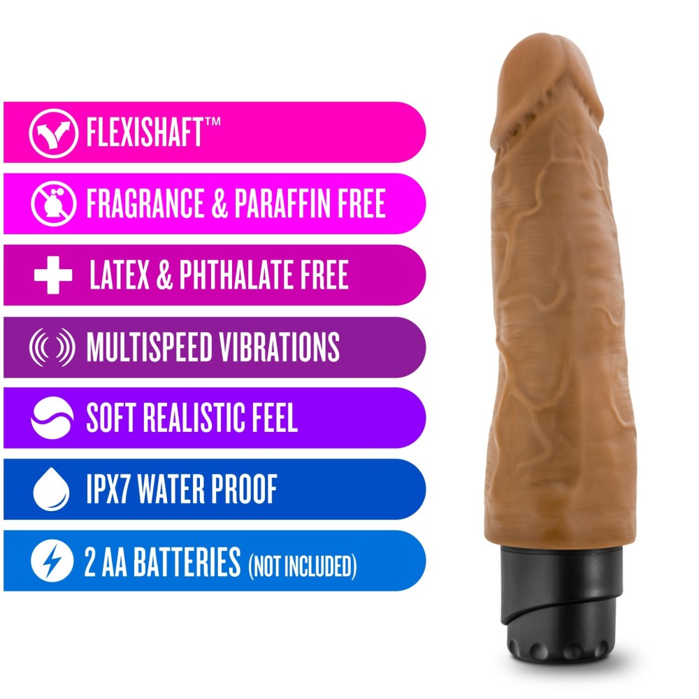 Dr. Skin By Blush® | Cock Vibe 14 Realistic Mocha 8-Inch Long Vibrating Dildo、mySite、bottomscart