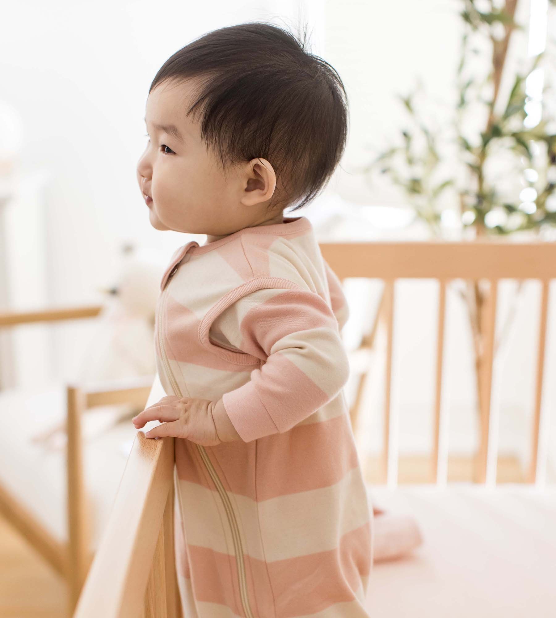 Rugby Stripe Organic Lightweight Beekeeper™ Wearable Baby Blanket - Pink Sand、mySite、g9winljtr