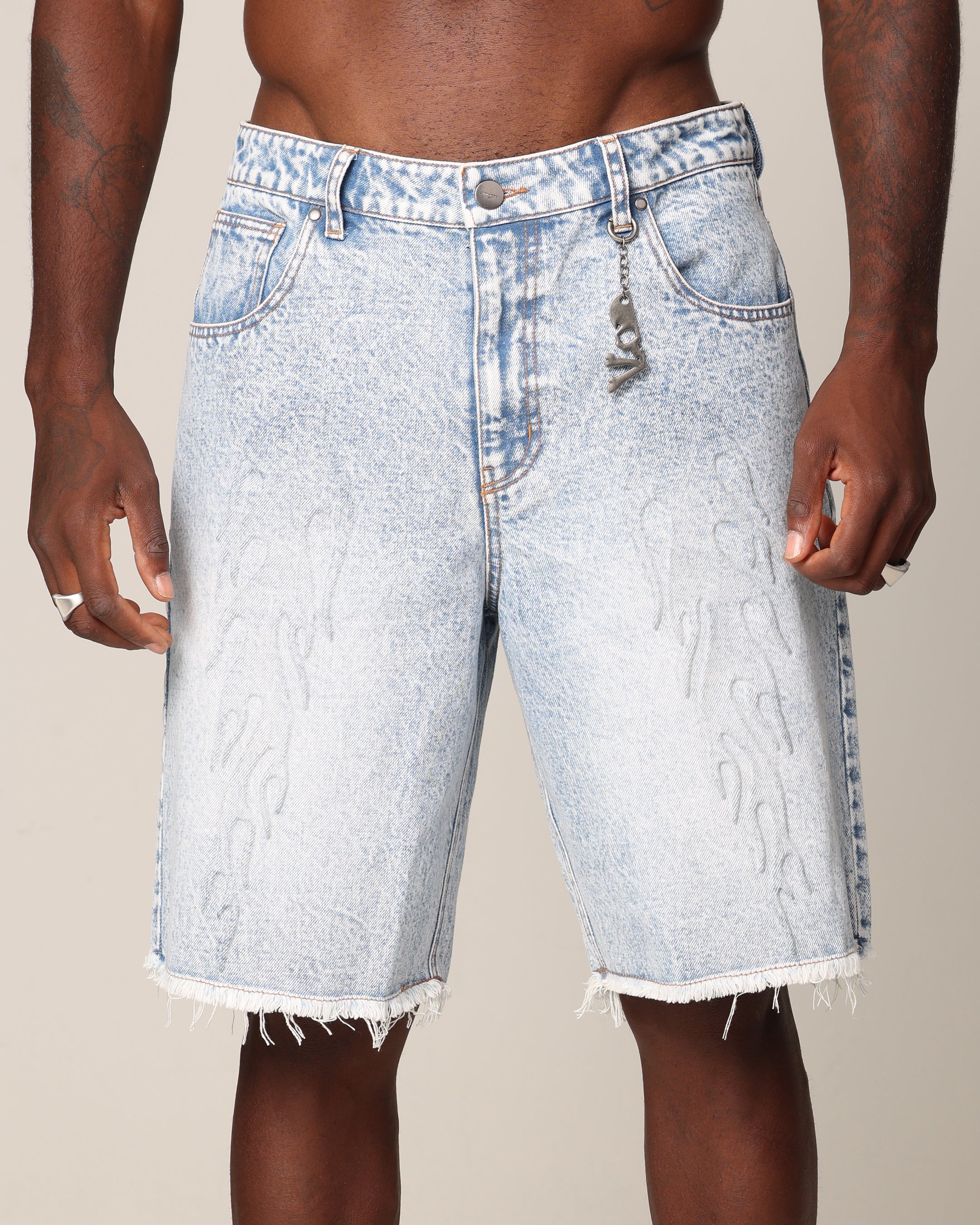 Saint Morta Inferno Baggy Denim Shorts Blue Acidwash、mySite、zt4zffjzw