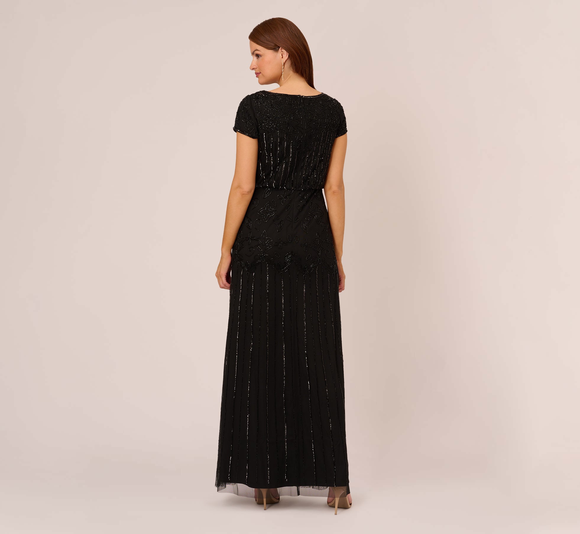 Short Sleeve Blouson Beaded Gown In Black、mySite、solidvoid