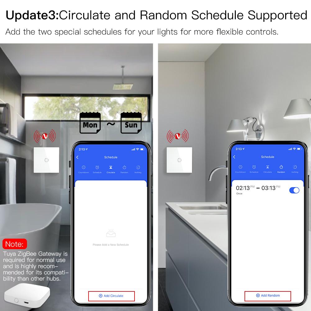 ZigBee Smart Boiler Touch Switch Water Heater Single Pole Neutral Wire Required 20A EU、mySite、fannypackpong