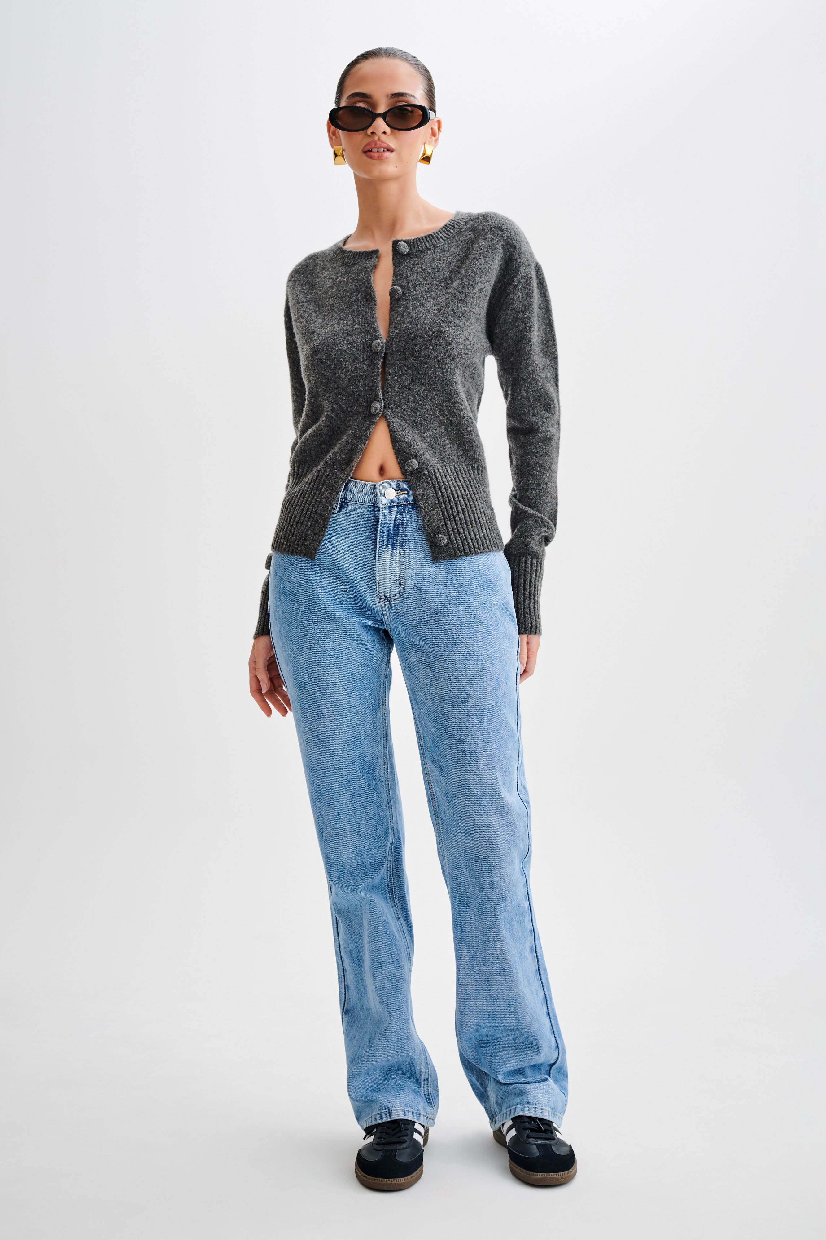 Genevieve Oversized Knit Cardigan - Charcoal Marle、mySite、solidvoid