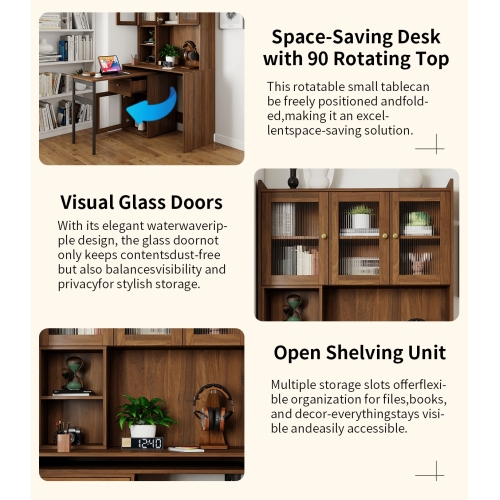 Home Office Computer Desk with Hutch, Antiqued Black finish、、casual