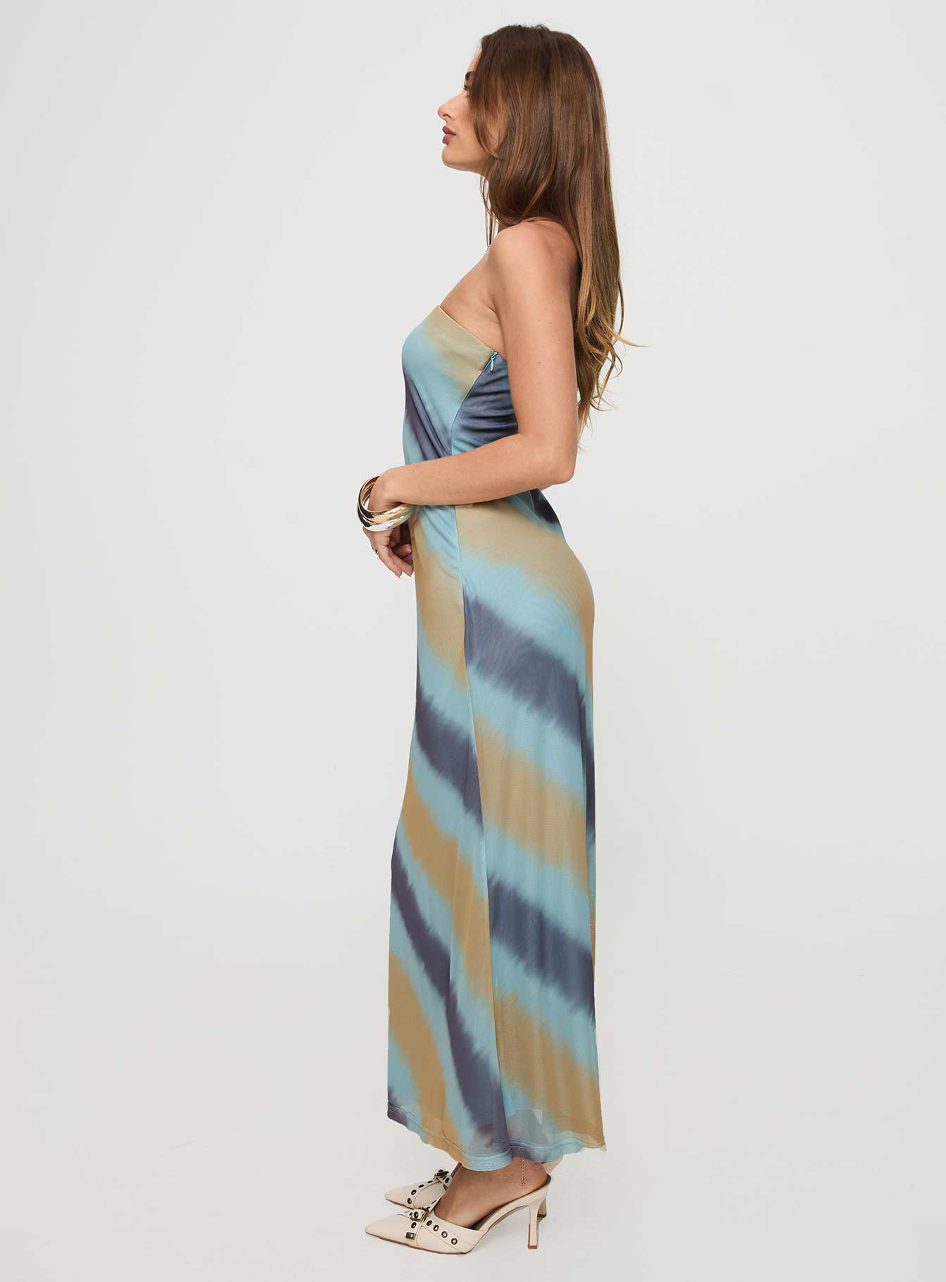 Celik Strapless Maxi Dress Blue / Brown、mySite、solidvoid