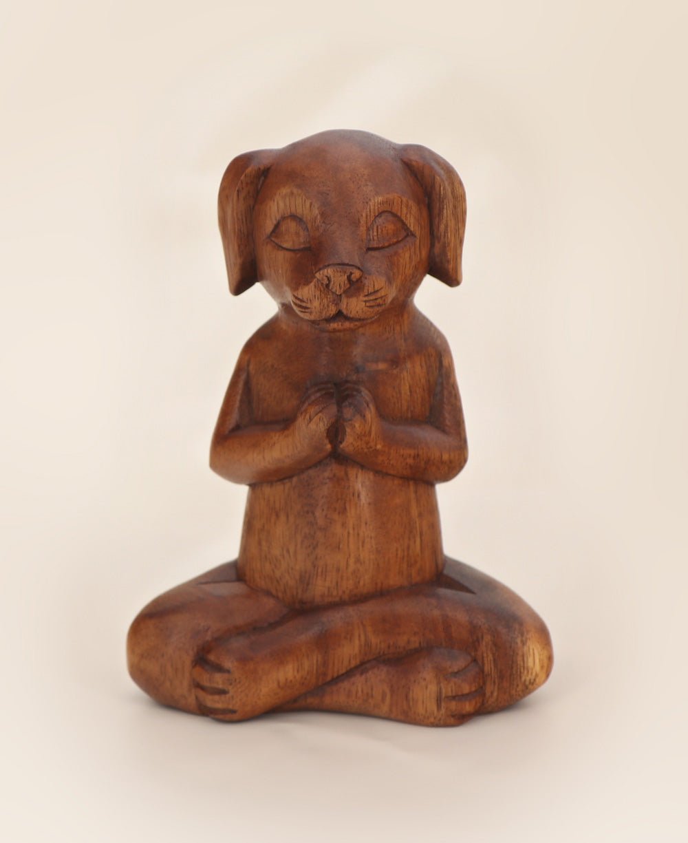 Hand Carved Meditating Namaste Dog Statue、mySite、topwebapps
