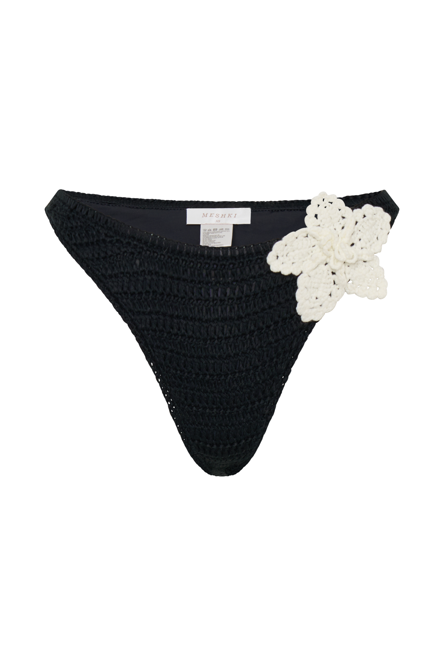 Skye Floral Crochet Tie Up Bikini Bottom - Black And White、mySite、solidvoid