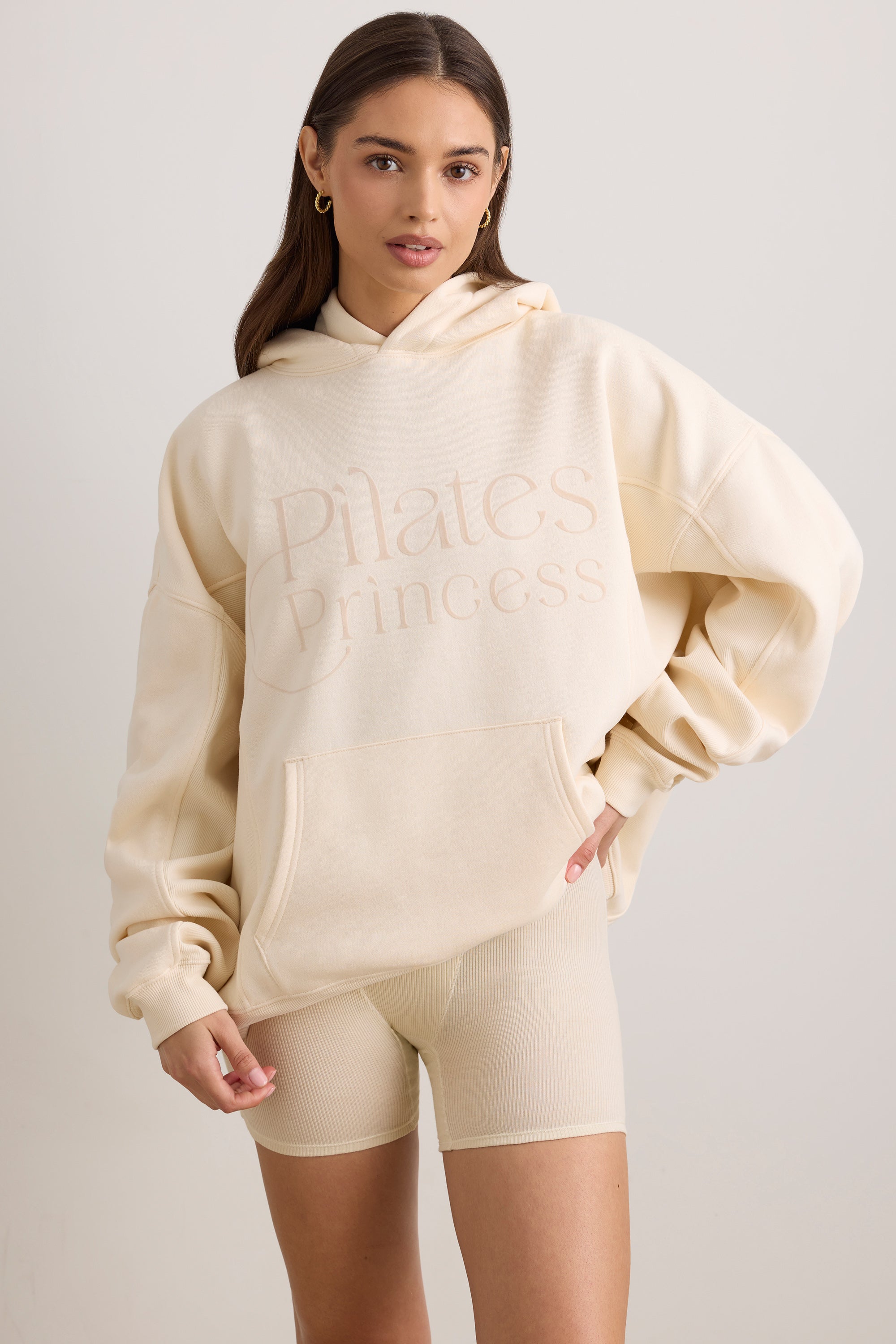Oversized Hooded Sweatshirt in Vanilla、mySite、solidvoid