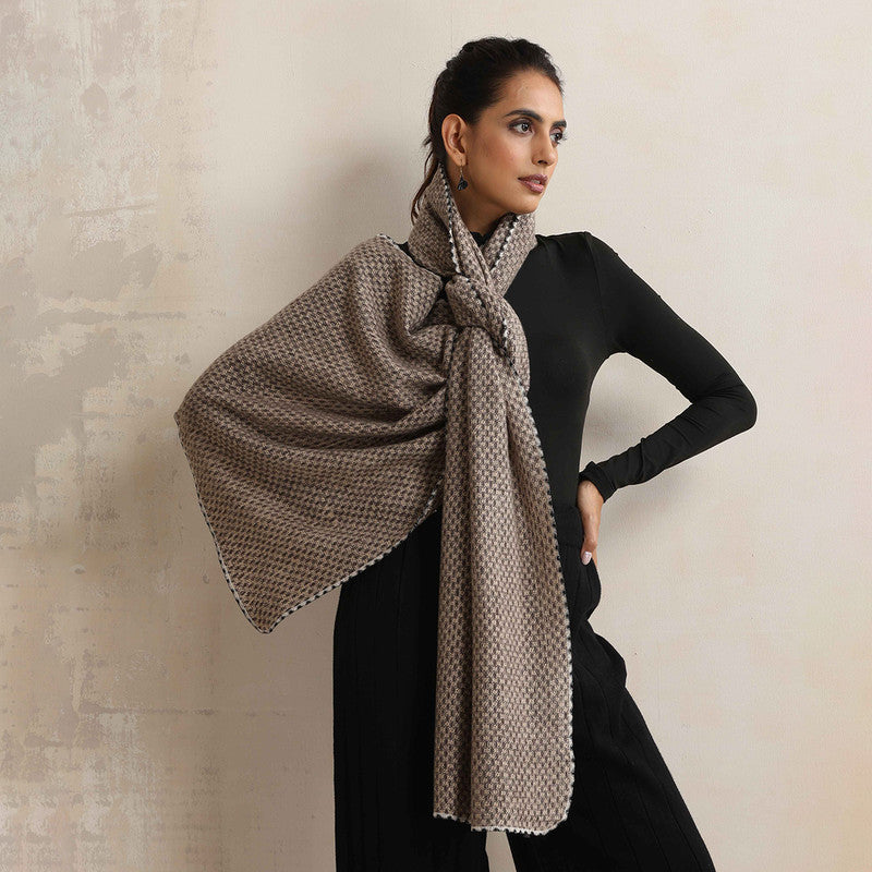 Woolen Stole | Checkered Design | Grey、mySite、camillekostekn