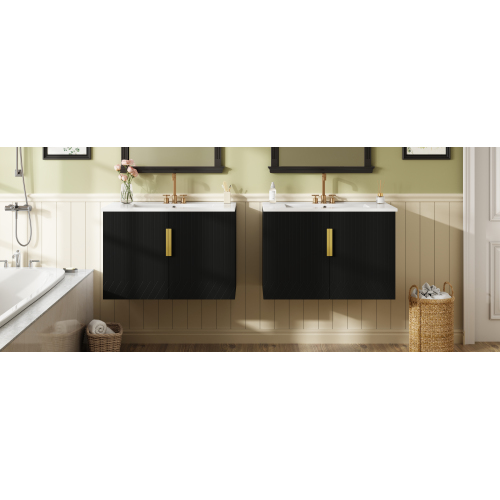 30" Vintage Bathroom Vanity with Ceramic Sink, with 3 Holes Single Ceramic Sink, Bathroom Storage Vanity Cabinet with 2 Soft Closing Doors、、xpatfood