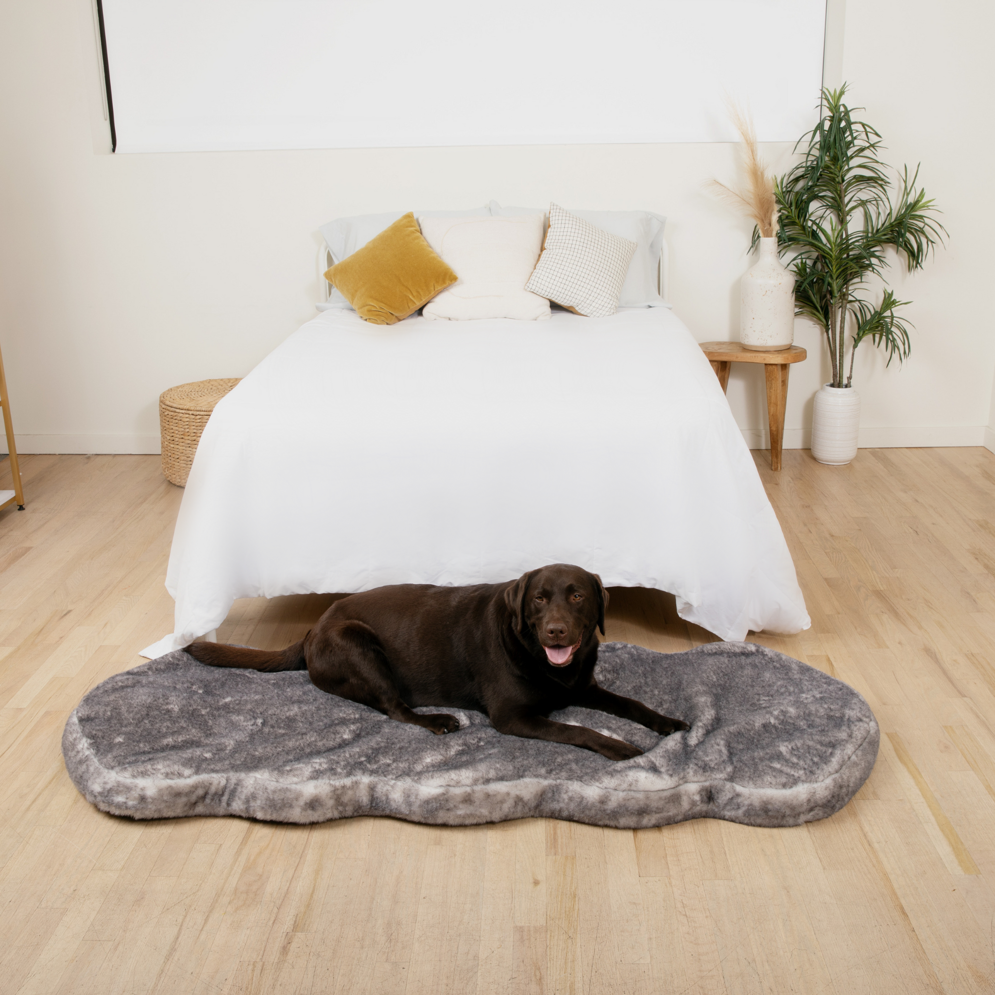 PupRug™ Runner Luxe Faux Fur Memory Foam Dog Bed - Ultra Soft Chinchilla、mySite、solidvoid