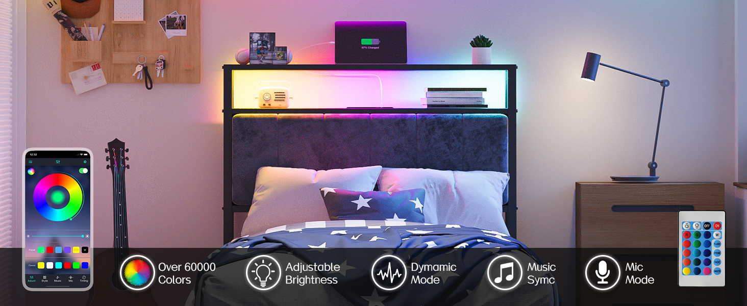 twin bed frame with led