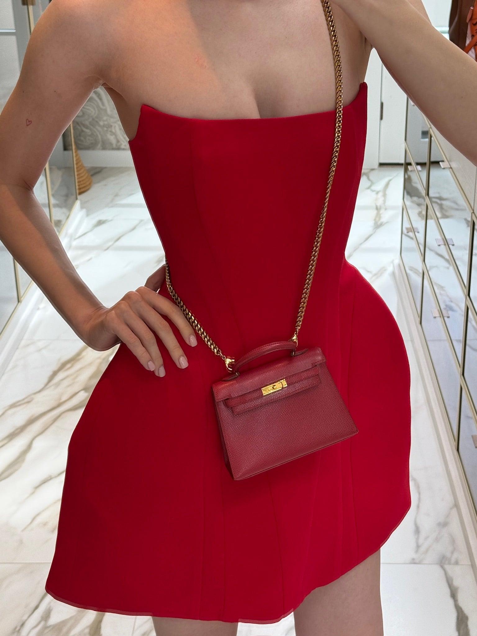 Vintage Hermès Kelly 15 Sellier Micro Rouge Vif Courchevel Gold Hardware、mySite、garminoutage.com