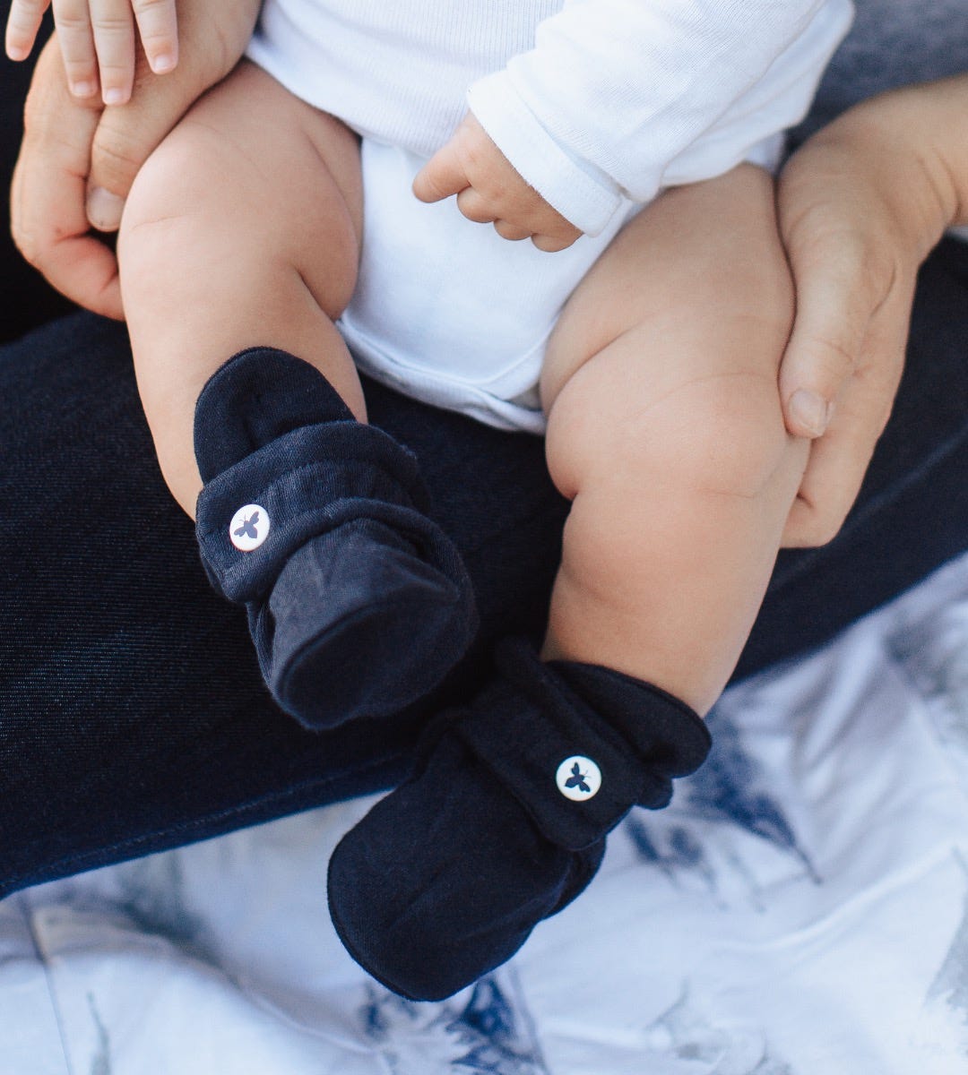 Solid Organic Cotton Baby Booties - Midnight、mySite、g9winljtr