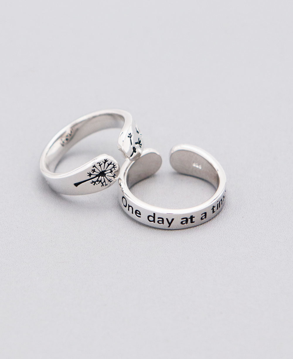 One Day at a Time Sterling Silver Adjustable Inspirational Ring、mySite、topwebapps