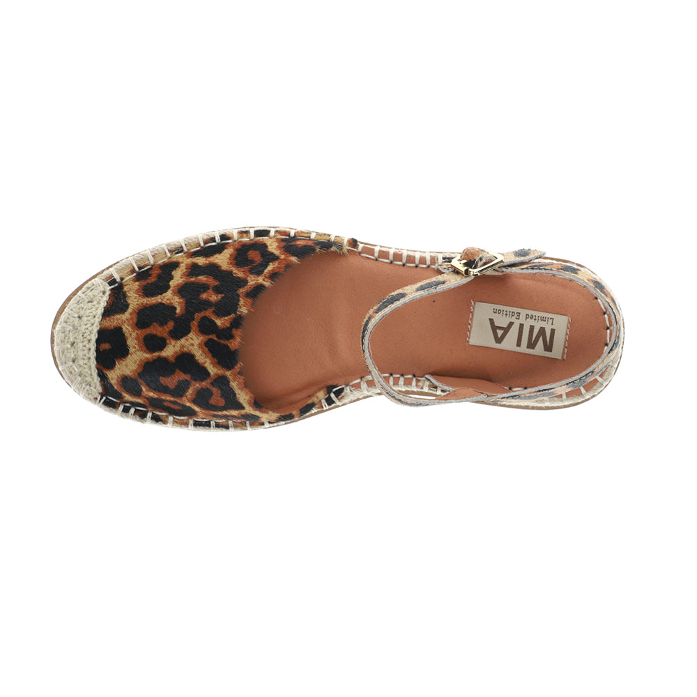 Verona Leopard Print Espadrille Ankle Strap Flats、mySite、gtrtttuynbv