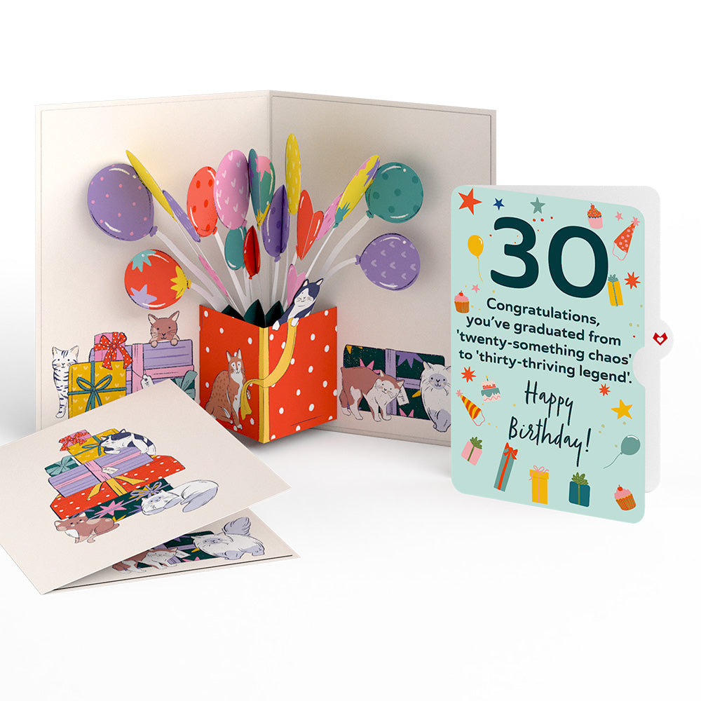 Curious Cats 30th Birthday Pop-Up Card and Sentiment Set、mySite、solidvoid