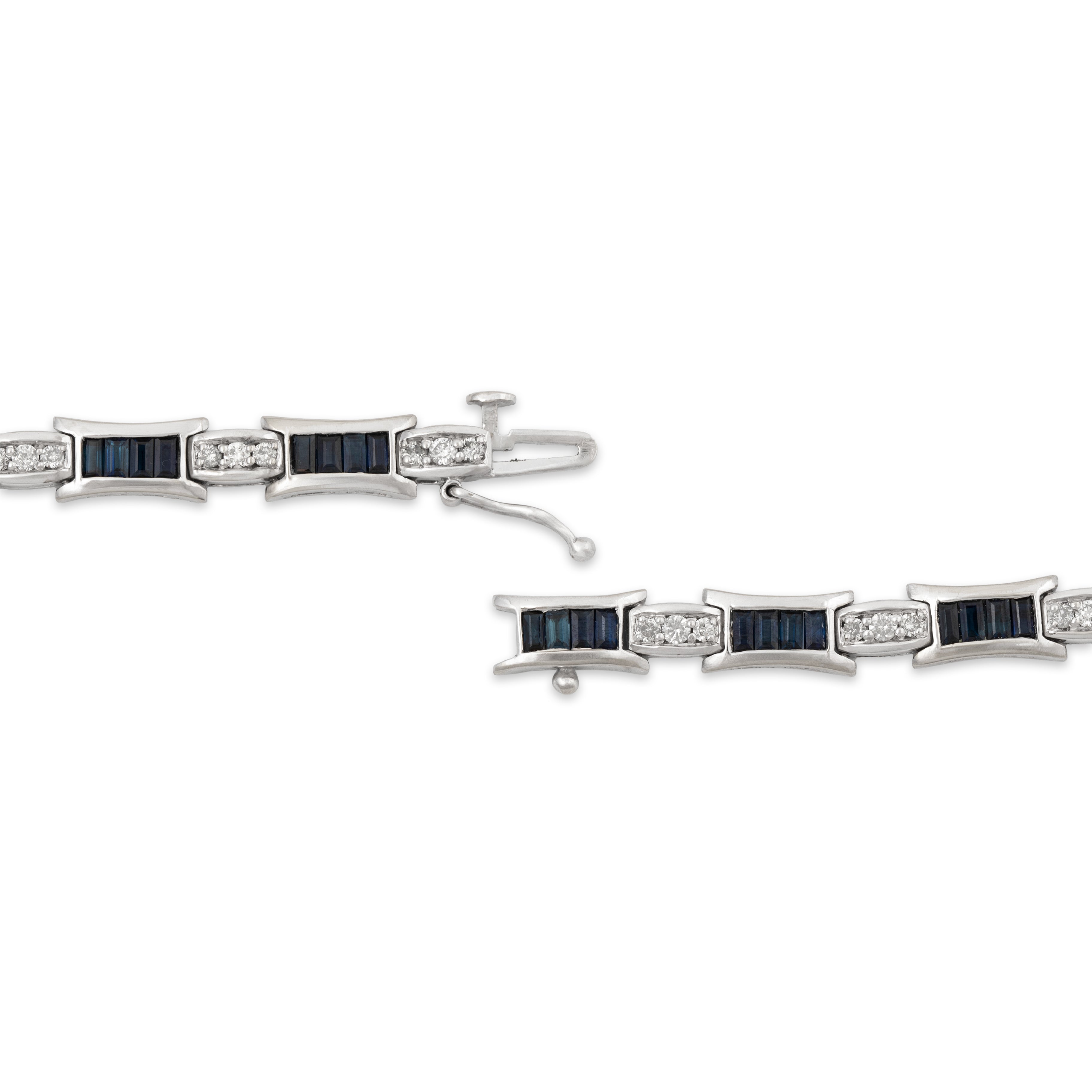 Vintage 14k White Gold 3.6cttw Sapphire .689cttw Diamond Refined Bracelet 6.75、mySite、hinf8tx79