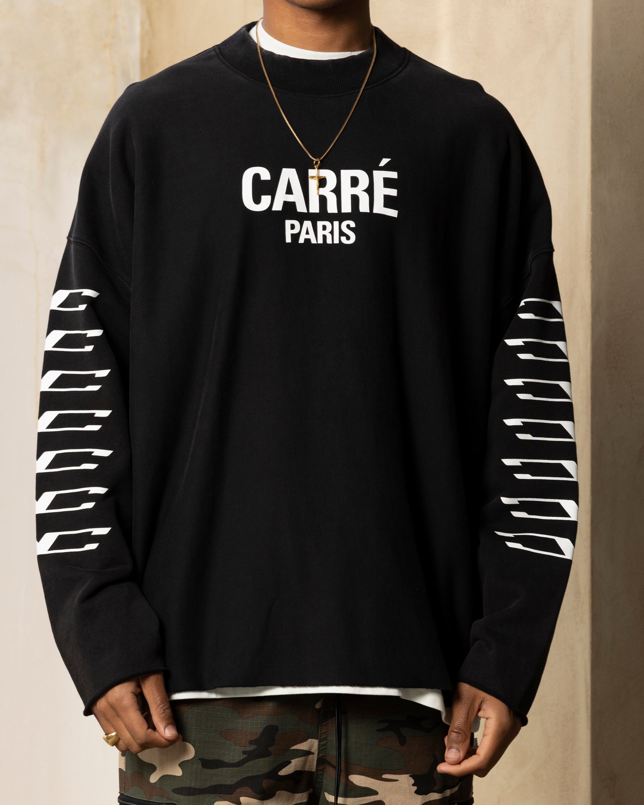 Carre Revolution Cut Off Oversized Crewneck Washed Black、mySite、zt4zffjzw