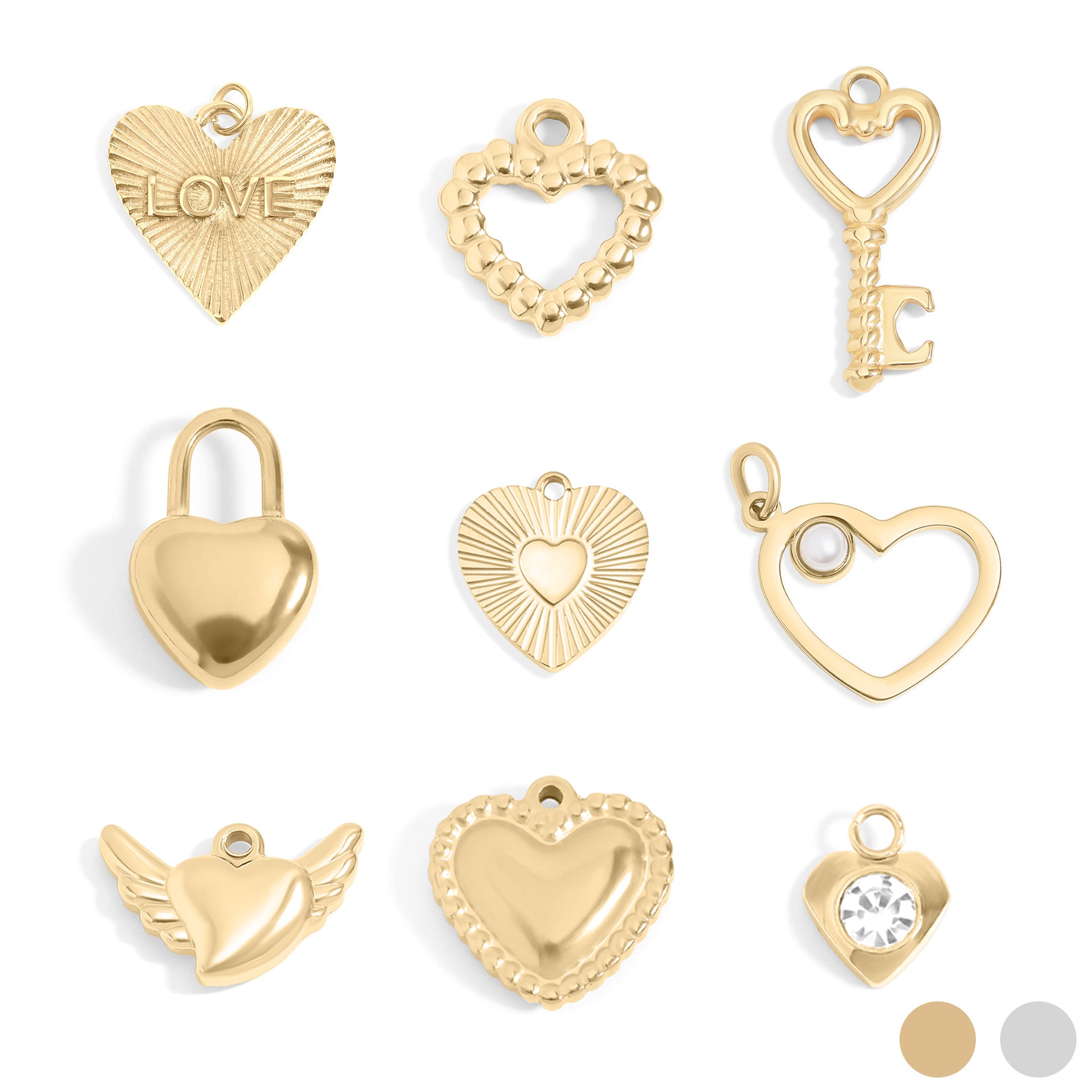18K Gold PVD Stainless Steel Heart Charm Set / BND0066、mySite、dreamappss