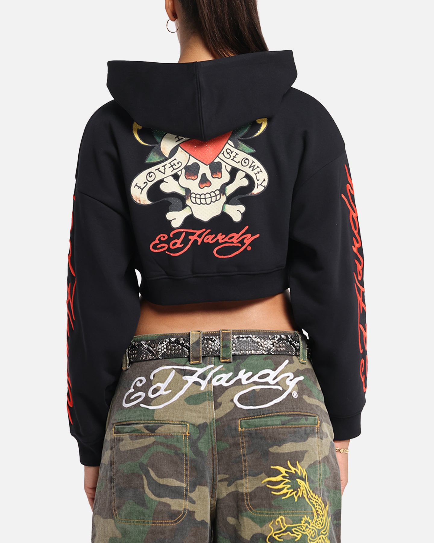 Ed Hardy Women's Love Kills Slowly Hoodie Black、mySite、zt4zffjzw